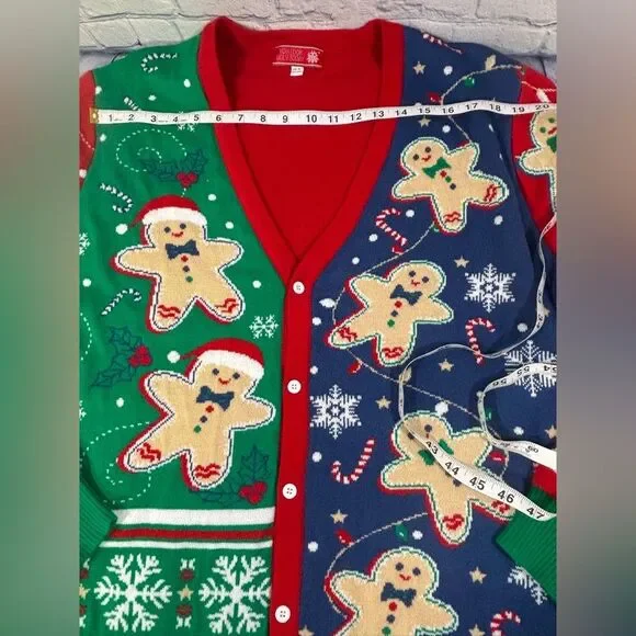 You Look Ugly Today Gingerbread Rocks Holiday Party Ugly Cardigan Sweater XL - Picture 11 of 13